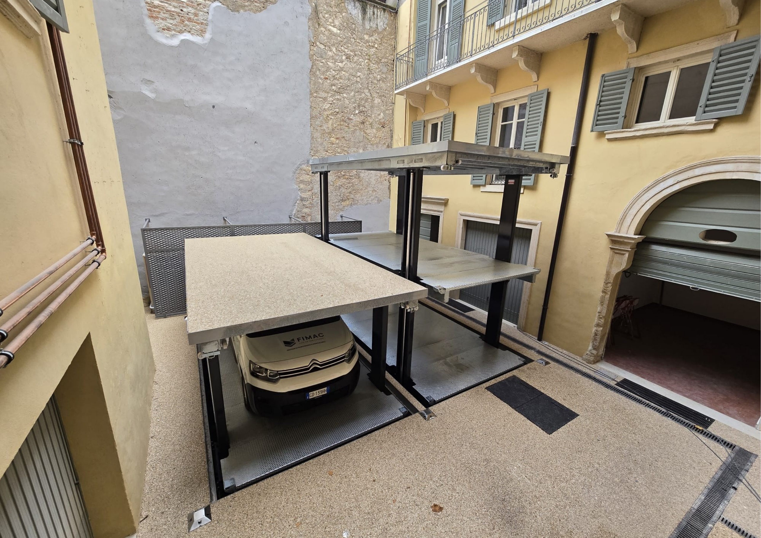 Car-lift installation shown from above