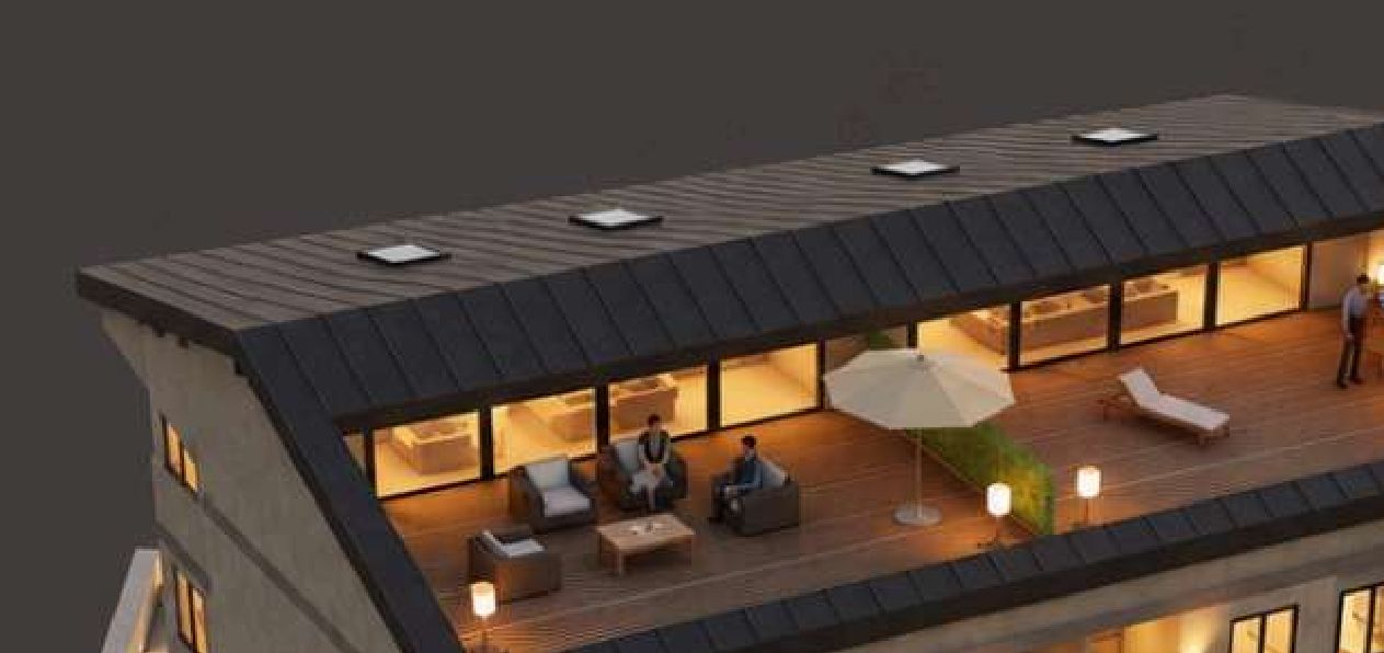 The rooftop terrace of the duplex penthouses